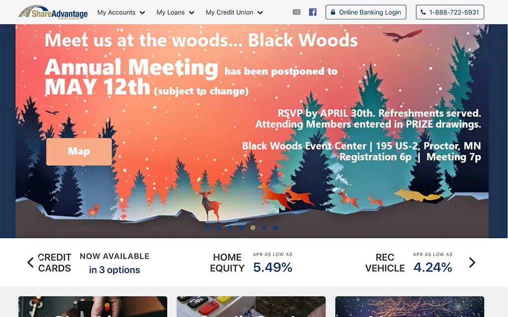 Share Advantage Credit Union website screenshot