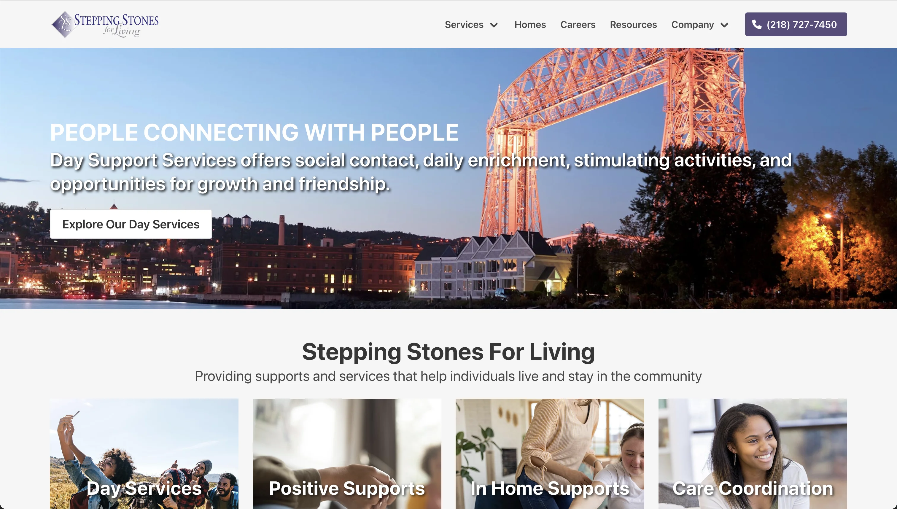 Stepping Stones for Living website screenshot