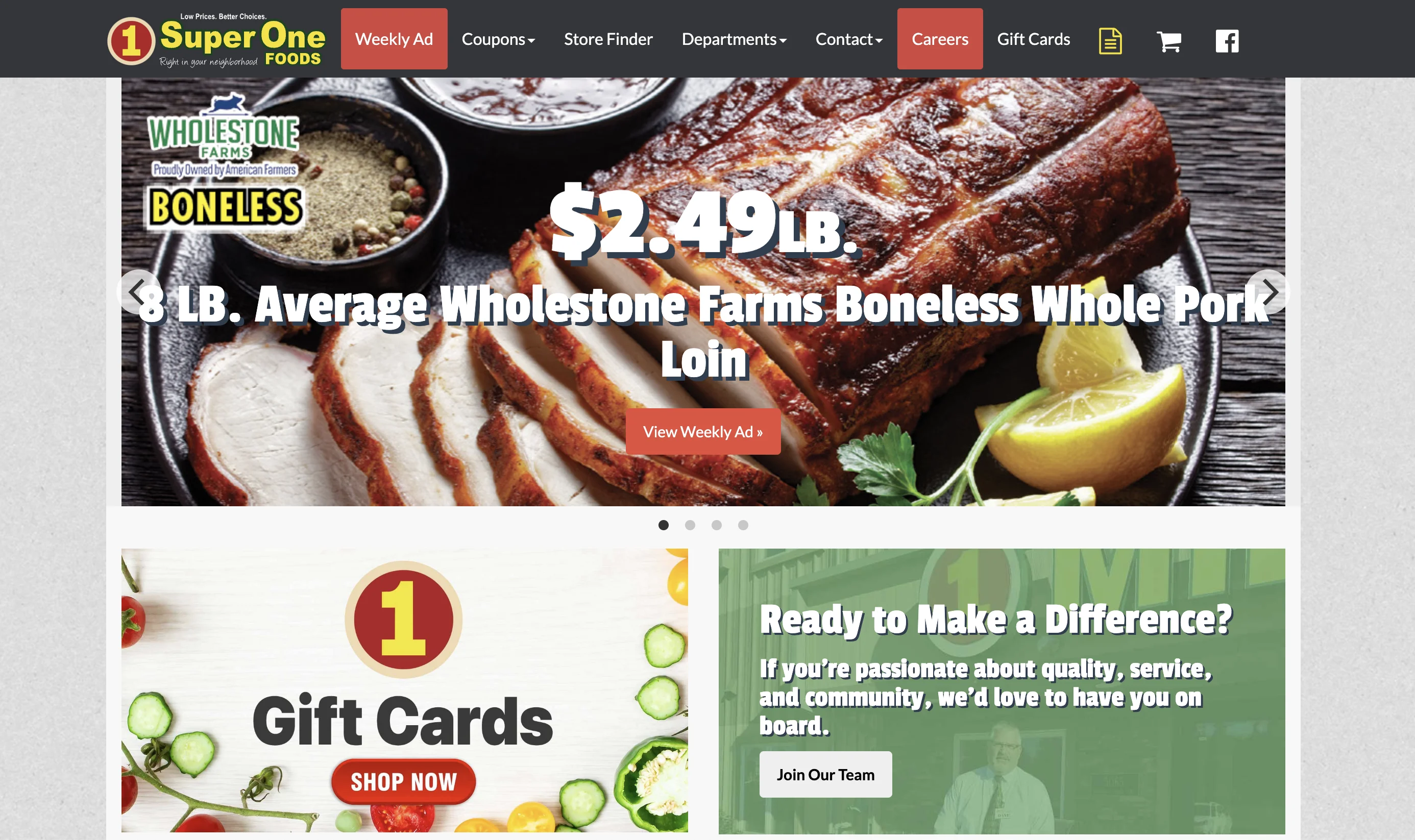 Super One Foods website screenshot